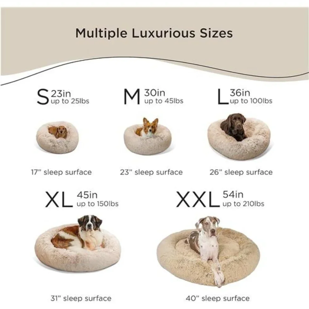 The Original Calming Donut Cat and Dog Bed in Shag Fur Taupe, Small 23